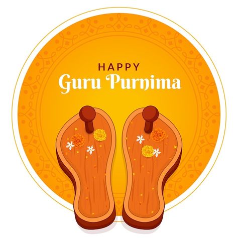 Guru purnima concept footwear or paduka ... | Premium Vector #Freepik #vector #flower #student #teacher #orange Guru Purnima Rangoli, Guru Purnima Drawing, Happy Guru Purnima Images, Guru Purnima Greetings, Guru Poornima, Good Evening Photos, Happy Guru Purnima, Guru Purnima, Page Borders Design