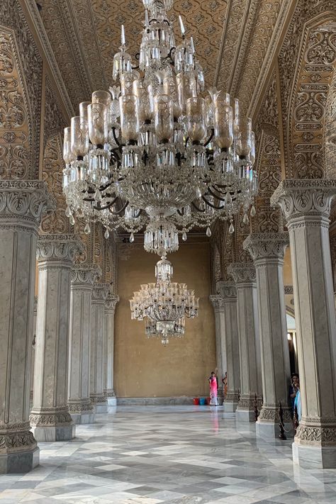 Chowmahalla Palace, South Asian Aesthetic, Vintage Crystal Chandelier, Mughal Architecture, Royal Aesthetic, Lantern Chandelier, Indian Architecture, Cute Bedroom Decor, Aesthetic Words