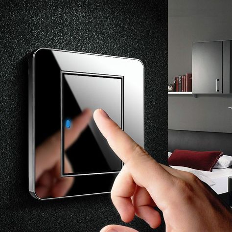 High Quality Any Point Click Wall Switch 1 Gang Single/Double Control Switch Acrylic Crystal Mirror Panel LED Indicator Light Modern Light Switches, Crystal Mirror, Mirror Panel, Stainless Steel Panels, Electrical Work, Lamp Switch, Light Switch Plate Cover, Light Switch Plates, Touch Panel