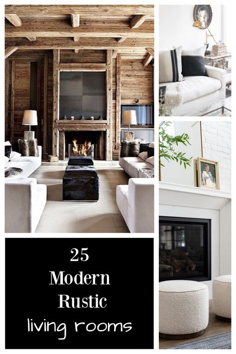 25 Modern Rustic Living Rooms - come be inspired by these gorgeous interiors on Hello Lovely. #modernrustic #livingrooms #interiordesign #getthelook Modern Cabin Furniture Living Rooms, Mountain Modern Furniture, Rustic Refined Decor, Mountain Inspired Living Room, Mountain Rustic Decor, Interior Design Modern Rustic, Modern Rustic Couch, Luxury Rustic Living Room, Modern Rustic Mountain Home Interiors