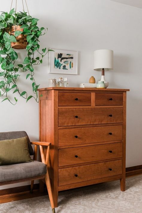 Touring Our Updated Master Bedroom Dresser Between Closets, Old Vintage Furniture, Earthy Vintage Bedroom, Tall Dresser Styling, Wood Furniture Bedroom, Fall Room Decor Ideas, Dresser Decor Bedroom, Dresser Bedroom, Fall Room