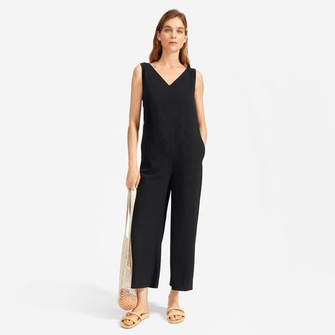 Meghan Markle Wears Everlane Jumpsuit for Tech Hub Solo Event on South Africa Tour Denim Coverall, Flowy Jumpsuit, Anna Campbell, Coverall Jumpsuit, Cotton Jumpsuit, Short Sleeve Jumpsuits, Linen Jumpsuit, Jumpsuit With Sleeves, Club Monaco