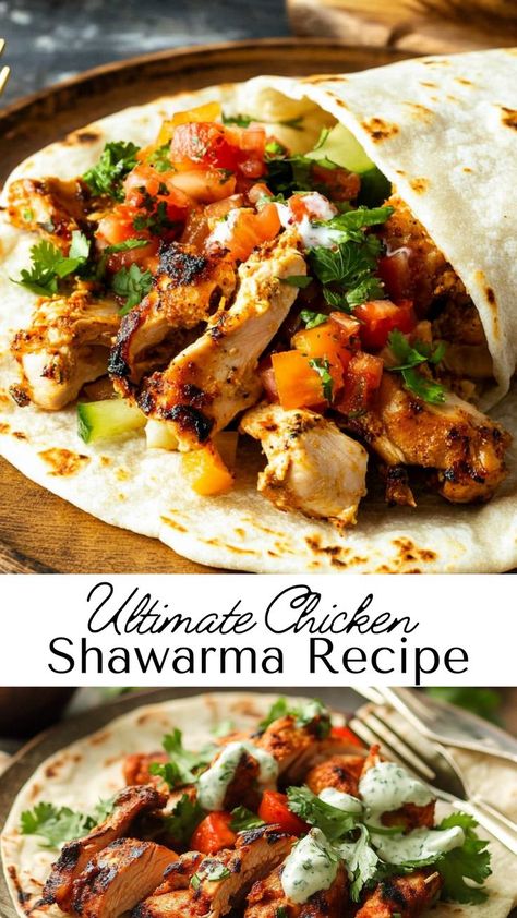 Bring the flavors of the Middle East to your kitchen with chicken shawarma, a cozy fall recipe that’s packed with aromatic spices. Juicy chicken is marinated and roasted, then paired with tangy garlic sauce, fresh toppings, and pita. This recipe is an ideal way to elevate your fall dinners with a warm and satisfying twist. Chicken Schwarma Recipe, Schwarma Recipe, Shawarma At Home, Cozy Fall Recipes, Chicken Shawarma Recipe, Shawarma Recipe, Fall Dinners, Chicken Slices, Tasty Chicken