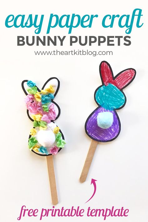 Cute Bunny Paper Craft {With Free Printable Template} - The Art Kit Bunny Paper Craft, Easter Craft For Kids, Paper Bunny, April Art, Fun Easter Crafts, Easy Easter Crafts, Easter Bunny Crafts, Easter Craft, Bunny Crafts