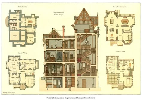 Details of Victorian Architecture : Free Download, Borrow, and Streaming : Internet Archive Victorian Mansion Floor Plans, Victorian House Floor Plans, Vintage Floor Plans, Victorian House Plans, Mansion Floor Plan, Vintage House Plans, Victorian Mansions, Victorian Architecture, Victorian House