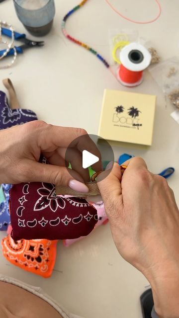 Bonk Ibiza Jewelry on Instagram: "Sewing 🪡🧵more bandana hearts for new Baggy Bonk keychains aka bagchains which will be available after my vacation on 19th july. 🐻🌈🩵🧷🔗" Bandana Jewelry Diy, July 10, Ibiza, Keychains, Sewing, 10 Things, On Instagram, Instagram