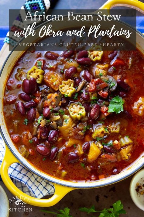 African Beans Recipe, Vegan African Recipes, African Stew, Okra Stew, African Recipes Nigerian Food, Okra Recipes, Vegan Stew, African Cooking, Chickpea Stew