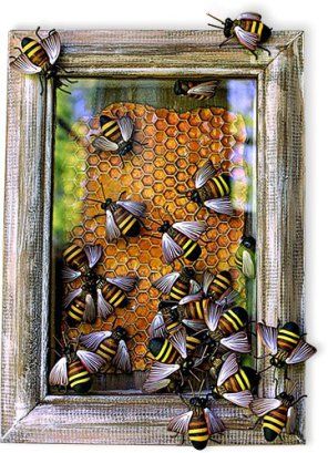 Terlizzi on PCDaily Sunshine In A Box, Polymer Journal, Fun Paintings, Bee Cottage, Modelling Ideas, Tile Tables, Polymer Art, Bee Colony, Clay Birds