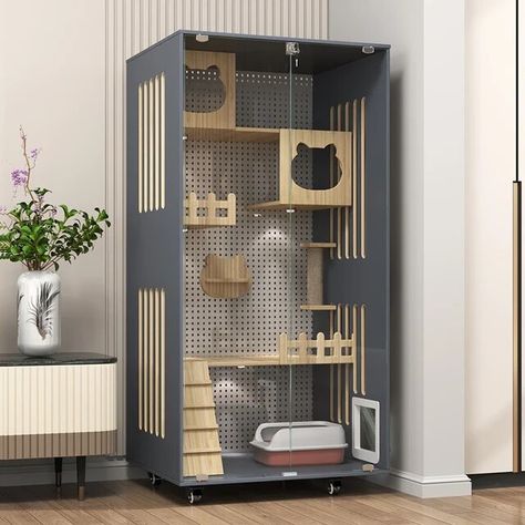 Cat Villa Cabinet Indoor Nest Large Space Cage Luxury Pet Room Home Panoramic House House - AliExpress Cat Climbing Shelves, Cat Villa, Portable Playpen, Cat Playpen, Wooden Cat House, Cat Houses Indoor, Cat Cages, Luxury Cat, Cat Enclosure