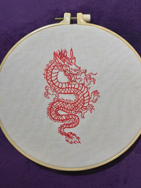 Red Dragon embroidery Embroidery Dragon Pattern, Dragon Embroidery Pattern, Chinese Dragon Embroidery, Dragon Embroidery Design, Embroidered Dragon, Dragon Embroidery, Clothes Embroidery Diy, Design Dragon, Diy Bag Designs