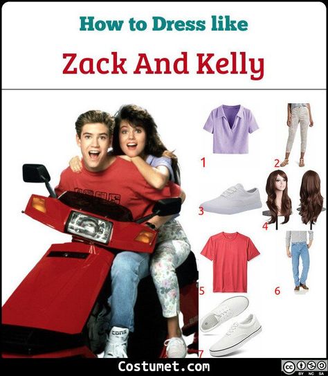 Zack & Kelly (Saved by the Bell) Costume for Cosplay & Halloween Zack Saved By The Bell, Kelly Saved By The Bell, Saved By The Bell Costume, Characters For Halloween, Tv Show Halloween Costumes, Bell Costume, 80s Characters, 90s Costume, Costume For Halloween