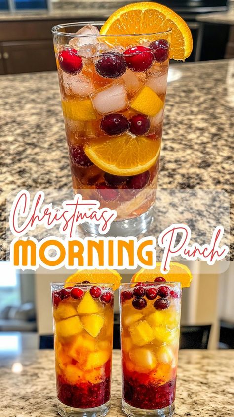 Christmas Morning Punch Christmas Morning Punch, Trending Desserts, Christmas Desserts Cakes, Brunch Easy, Tiki Cocktails, Sparkling Drinks, Lemon Lime Soda, Holiday Brunch, Tropical Twist