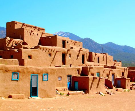 New Mexico’s Taos Pueblo, inhabited for 1,000 years | KCBX Taos Pueblo, Eco Buildings, Taos New Mexico, American Southwest, Taos, Unesco World Heritage Site, Unesco World Heritage, Vacation Destinations, The Village