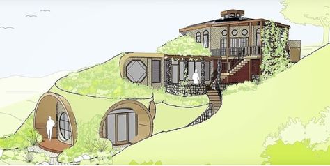 Artistic Hobbit House (171m2) | Narara Ecovillage Underground Green House, Ecovillage Design, Solarpunk House, Intentional Communities, Life Aspirations, Underground Architecture, Underground Houses, Underground House Plans, Underground Home