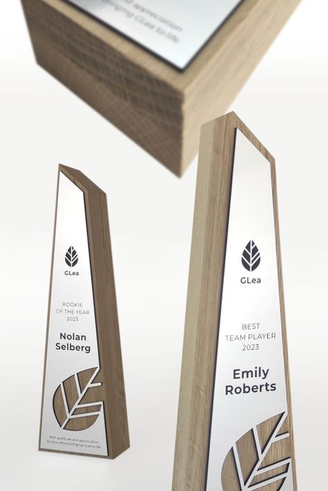 Solid wood trophy, achievement prize, bespoke recognition award, customizable oak plaque, best employee award Best Employee Award, Wood Trophy, Award Collection, Wood Trophies, Trophy Ideas, Best Employee, Employee Awards, Custom Trophies, Custom Awards