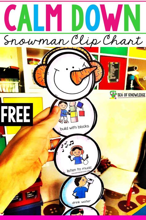 Snowman Crafts Preschool, Calm Down Kit, Snowman Kit, Social Emotional Activities, Feelings Chart, Clip Chart, Social Emotional Learning Activities, Social Skills Activities, Teaching Social Skills