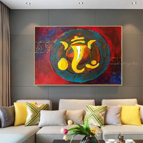 Living Room Acrylic Painting Ideas, Abstract Ganesha Painting Modern, Abstract Ganesha Painting, Ganapati Painting, Modern Ganesha, Abstract Ganesha, Ganesh Painting, Future Wall, Painting Spiritual