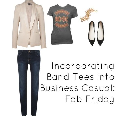 Ask Allie: Band Tees and Business Casual - Wardrobe Oxygen Call Center Outfit, Neo Grunge, Jeans And T Shirt Outfit, Business Casual Dress Code, Business Casual Dress, Tokyo Street Fashion, Athleisure Trend, Outfit Jeans, Business Casual Dresses