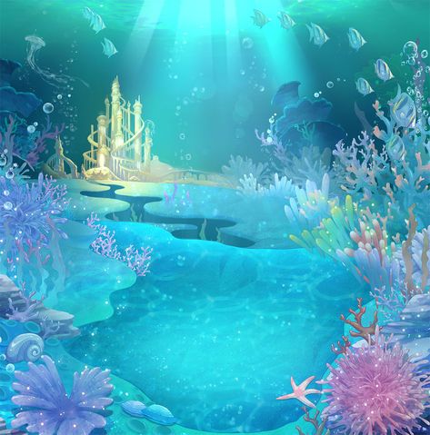 Ariel Castle, Dress Up Area, Flower Hedge, Princess Tower, Mirror Illusion, Mermaid Background, Ocean At Night, Ariel Disney, Princess Flower