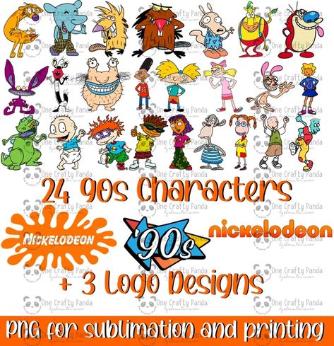 OneCraftyPanda - Etsy Nickolodian Characters 90s, 90s Nickelodeon Party, 90s Marketing, Doug Nickelodeon, 90s 2000s Cartoons, 90s Nickelodeon Cartoons, Nickelodeon Characters, 90s Characters, 90s Nickelodeon