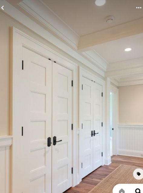 5 Panel Doors, Double Closet Doors, Closet Interior, Bedroom Closet Doors, Hallway Closet, Double Closet, White Closet, Closet Remodel, Closet Door