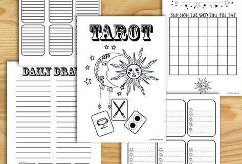 Free Printable Tarot Journal Pages Astrology Printables Free, Tarot Card Printable Free, Wicca Printables Free, Free Tarot Journal Printable, Diy Tarot Journal Ideas, Tarot Printable Free, Tarot Journal Ideas Free Printable, Tarot Coloring Pages Free Printable, Tarot Journal Pages