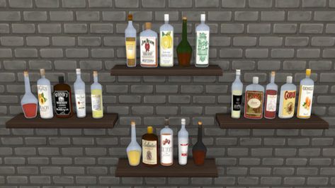 The Sims 4: Decorative Bottles Sims4 Kitchen, Cc Clutter, Sims 4 Cc Decor, Alcohol Decor, German Decor, Sims 4 Kitchen, The Sims 4 Pc, Sims 4 Clutter, Decorative Bottles