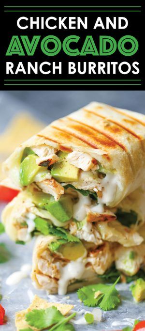 Chicken and Avocado Ranch Burritos - These come together with just 15 min prep! You can also make this ahead of time and bake right before serving. SO EASY! Chicken And Avocado, Banana Split Dessert, Avocado Dessert, Avocado Ranch, Chicken Healthy, Cheese Chicken, Salad Pasta, Food Heaven, Chapati