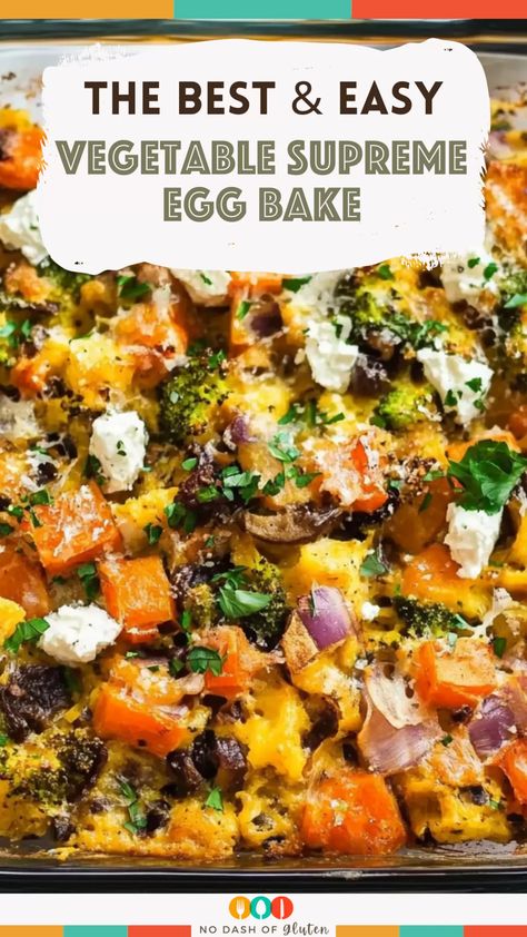 This Vegetable Supreme Egg Bake is packed with flavor! Loaded with sharp cheddar, roasted peppers, and fresh veggies, it’s a crowd-pleaser for brunch or breakfast! Veggie Breakfast Bake, Veggie Packed Breakfast, Veggie Egg Casserole, Egg And Veggie Casserole, Vegetable Egg Bake, Healthy Egg Casserole, Christmas Casseroles, Veggie Egg Bake, Veggie Breakfast Casserole