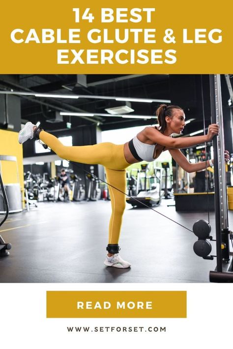 The cable machine is one of the most versatile machines for leg and glute workouts. Here are the 14 best cable exercises for your legs and glutes. Lower Body Cable Exercises, Leg Kick Back Exercise, Workouts With Cable Machine, Cable Machine Lower Body Workout, Lower Body Cable Workout, Cable Glute Workout, Cable Leg Workout, Cable Glutes, Cable Ab Exercises