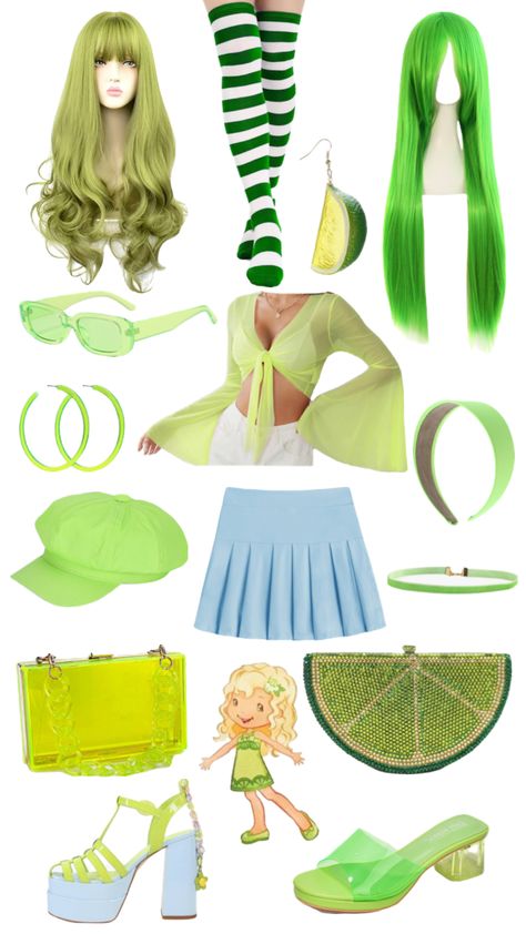 #lime #green #limelight #strawberryshortcake #outfit #costume #cosplay #rave #coachella Green Rave Outfit, Outfit Costume, Rave Outfit, Costume Cosplay, Strawberry Shortcake, Neon Green, Lime Green, Neon, Green