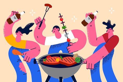 Bbq Food Ideas, Best Bbq Recipes, Barbeque Party, Grill Party, Korean Barbecue, S Logo Design, Cartoon Style Drawing, Bbq Food, Beer Party