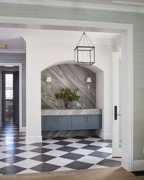 Entryway Niche, Marble Accent Wall, Brentwood Los Angeles, Residential Kitchen, Entry Tile, Foyer Design, Entry Way Design, Malibu California, Pacific Palisades