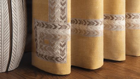 Ikat Border, Samuel And Sons, Plain Curtains, Hunter Douglas, York London, Curtain Designs, Décor Diy, Understated Elegance, Curtain Decor