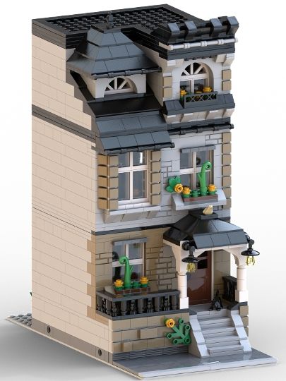 MOC: Modular Building 16x32 from BrickLink Studio [BrickLink] Lego Modular Buildings Ideas, Lego House Exterior, Lego Modular Buildings Moc, 3 Story Building, Lego Garden, Lego Building Ideas, Lego Architecture Building, Lego Crafts, Lego Hobby