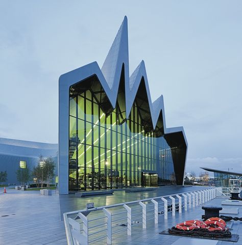 Zaha Hadid’s Riverside Museum, in Glasgow. Photograph by Iwan Baan. Transport Pictures, Neo Futurism, Riverside Museum, Glasgow Museum, Zaha Hadid Architecture, Rem Koolhaas, Photography Themes, Frank Gehry, Zaha Hadid Architects