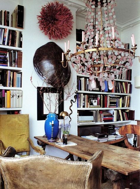 Bohemian Library, Book Office, Interior Vignette, Haute Bohemian, Studio Spaces, Desk Job, Bohemian House, Eclectic Living Room, Bohemian Interior