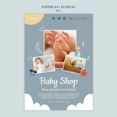 Baby Poster Design, Baby Giveaways, Brochure Design Layouts, Kids Banner, Baby Fair, Baby Birthday Card, Baby Layouts, Fashion Poster Design, Music Flyer