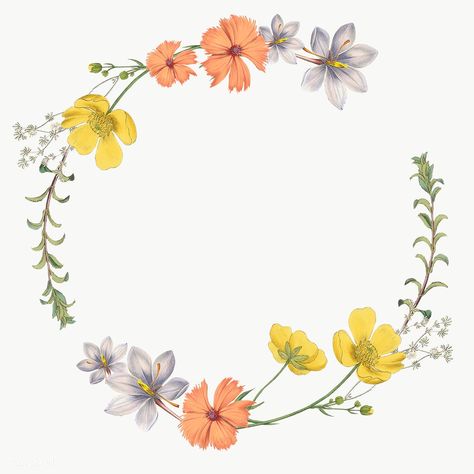 Flowers In Circle, Flower Round Frame, White Flower Wallpaper, Pastel Wreath, Mixed Flowers, Flowers Frame, Floral Cards Design, Wreath Drawing, Logo Poster