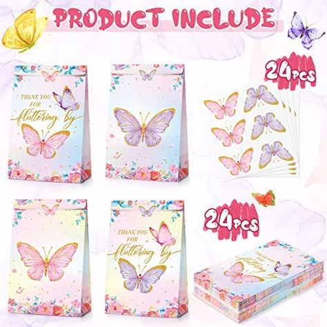 Butterfly Candy Bags, Pink And Purple Butterfly, Butterfly Favors, Butterfly Birthday Party, Butterfly Party, Loot Bags, Baby Shower Party Supplies, Butterfly Birthday, Purple Butterfly