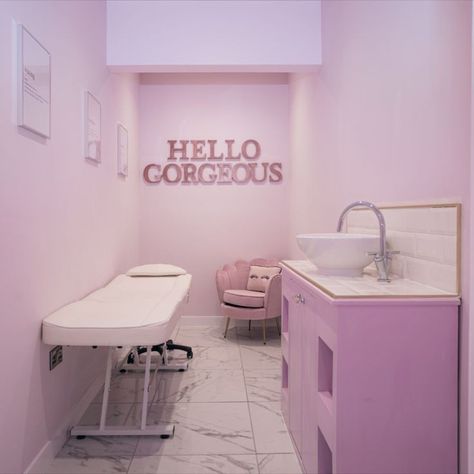 Pink And White Lash Room, Waxing Area In Salon, Pink Salon Ideas, Hope Nails, Playful Interior, Luxury Nail Salon, Salon Storage, Lash Room Ideas, How To Make Pink