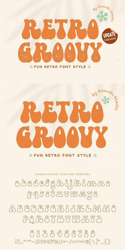 Typefaces that evoke the styles of the 1950s, 60s, and#doodlefonts #alphabetart #handdrawnletters #creativecalligraphy #typographytrends 70s Font Aesthetic, Round Fonts Alphabet, Groovy Typeface, Retro Font Alphabet, Fonts Groovy, 80s Font, Retro Groovy Font, 70s Font, Hand Lettering Alphabet Fonts