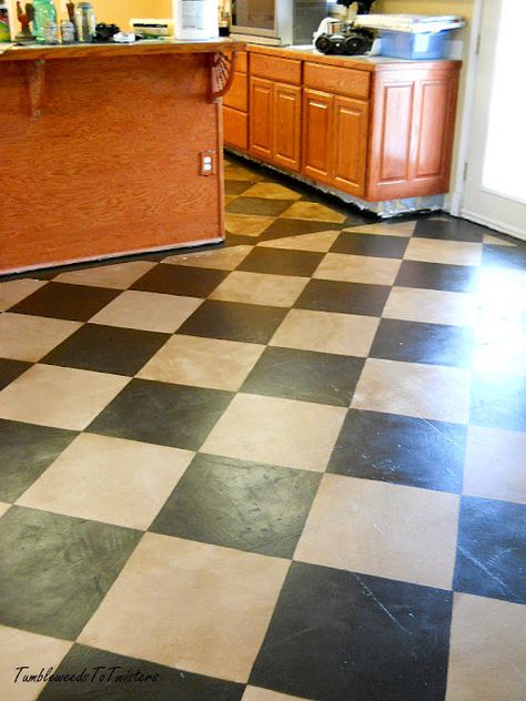 Distressed and Checkered..Painted Concrete Floors Paint Concrete Patio, Painted Concrete, Painted Concrete Floors, Basement Laundry Room, Flooring For Stairs, Stamped Concrete Patio, Not Talking, Linoleum Flooring, Cement Floor