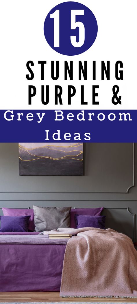 15 stunning purple and grey bedroom ideas, purple bedding against grey panelled wall Purple Grey Silver Bedroom, Grey Purple Bed, Cozy Gray And Purple Bedroom, Bedroom Lilac And Grey, Purple Bedrooms Ideas, Grey And Purple Bedroom, Purple And Grey Bedroom Ideas, Bedroom Purple And Gray, Deep Purple Bedroom