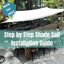 How To Hang A Sun Shade Sail, Diy Sail Shade Post, Garden Sail, Patio Sails, Shade Sail Installation, Sun Shade Sails, Garden Sun Shade, Garden Conservatory, Wooden Fence Posts