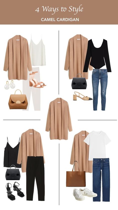 Camel Cardigan Outfit, Capsule Wardrobe Outfits, Fashion Capsule Wardrobe, Cardigan Outfit, Capsule Outfits, Fashion Capsule, Cardigan Outfits, Wardrobe Outfits, Mode Inspo