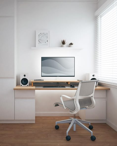 40 Aesthetic Home Offices That Serve With Style White Desk Setup, Luxurious Home Office, 40 Aesthetic, Home Office Set Up, Office Aesthetic, Minimalist Desk, Workspace Inspiration, White Desks, Home Offices