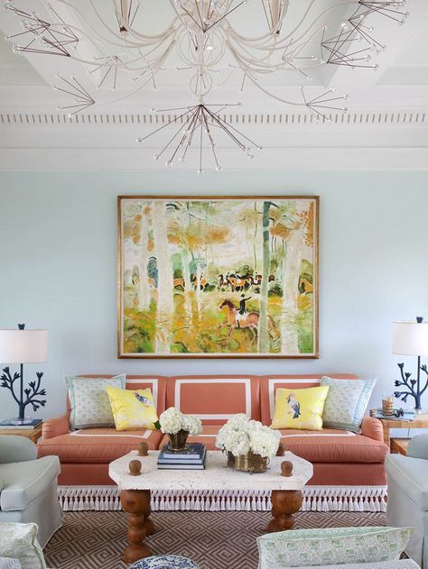 Pantone Color of 2019 Is The Playful And Mysterious Living Coral Kemble Interiors, Funky Lighting, Eccentric Decor, Stray Dog Designs, Celerie Kemble, House Of Turquoise, Virtual Design, A Living Room, Pool House