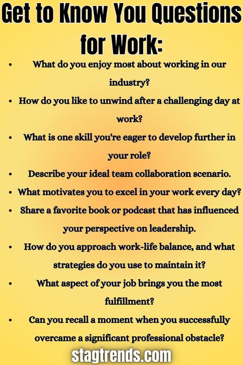 Get To Know You Questions For Work Questions To Ask Your New Team, Staff Spotlight Questions, New Employee Get To Know You Questions, Get To Know You Questions For Work Team Building, Getting To Know You Questions For Work, Get To Know You Questions For Work, Employee Check In Questions, Team Building Activities For Coworkers, Icebreaker Questions For Work