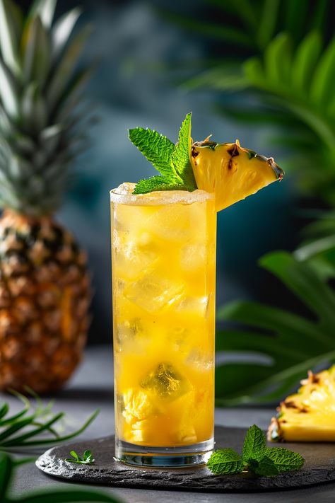 Pineapple Tequila Healthy Drink Photography, Pineapples Aesthetic, Ice Drink Aesthetic, Pineapple And Tequila, Aesthetic Drink Pictures, Cocktail Foto, Pineapple Mocktails, Pineapple Juice Cocktails, Pineapple Tequila